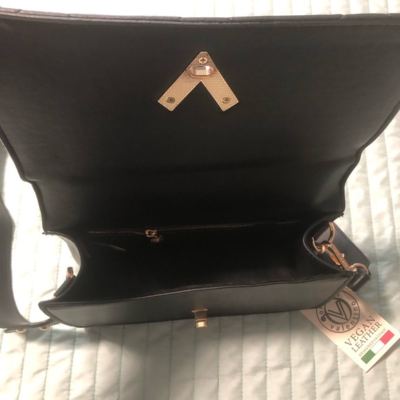 NWT VALENTINO ORLANDI Diamond Quilted Crossbody Shoulder Clutch Bag Black - Picture 4 of 13